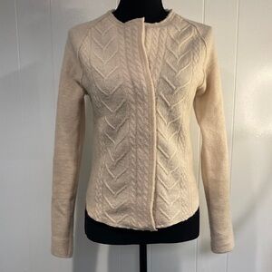 Knitted & Knotted Jacket | Anthropologie | Wool Cable Zip Front | Ivory Size XS